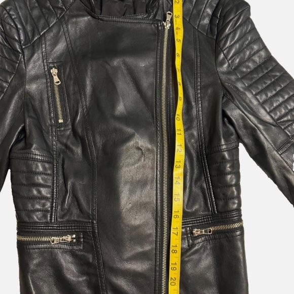 H&M Faux Leather Jacket Women’s Moto 6 Quilted Black Zipper Biker Vegan - Picture 10 of 12